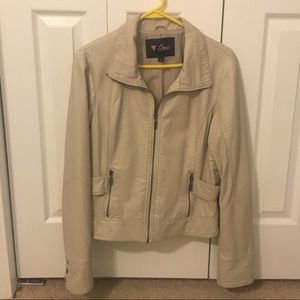 Guess Faux Leather Moto Jacket w/ Fabric Trim
